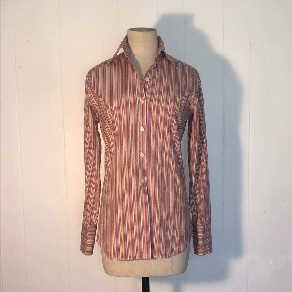 Red and Pink Casual Button Down Shirt with Tailored Fit